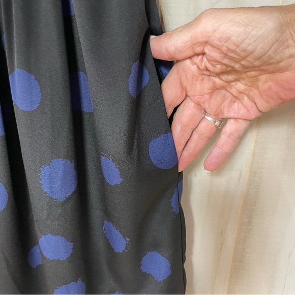 Corey Lynn Calter Black Navy Polka Dot Sleeveless Pocket Dress Lace Trim, Sz 10 - Picture 9 of 10